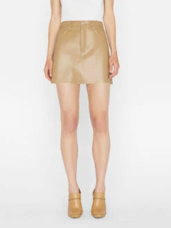 Recycled Leather Le High 'N' Tight Skirt -- Light Camel -Elegant Wear Store LWLT0722 LIGHT CAMEL 0887
