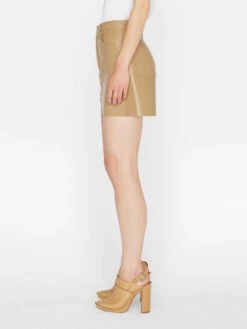 Recycled Leather Le High 'N' Tight Skirt -- Light Camel -Elegant Wear Store LWLT0722 LIGHT CAMEL 0895