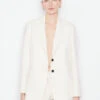Oversized Raw Edge Blazer -- Off White 1 Oversized Raw Edge Blazer -- Off White -Elegant Wear Store LWOT0813 OFF WHITE FRSP22EC II WOMENS DAY 01 0020HR