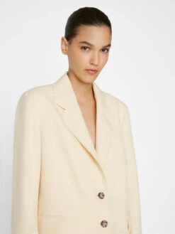 Oversized Raw Edge Blazer -- Butter -Elegant Wear Store LWOT0881 BUTTER FRSP23EC II WOMENS DAY 02 0032HR