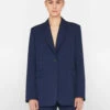 Oversized Raw Edge Blazer -- Navy -Elegant Wear Store LWOT0881 NAVY FRSU23EC II WOMENS DAY 02 0993HR