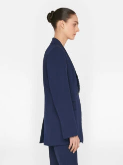 Oversized Raw Edge Blazer -- Navy -Elegant Wear Store LWOT0881 NAVY FRSU23EC II WOMENS DAY 02 1024HR