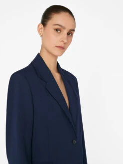 Oversized Raw Edge Blazer -- Navy -Elegant Wear Store LWOT0881 NAVY FRSU23EC II WOMENS DAY 02 1042HR