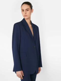 Oversized Raw Edge Blazer -- Navy -Elegant Wear Store LWOT0881 NAVY FRSU23EC II WOMENS DAY 02 1045HR