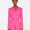 Cropped Strong Shoulder Blazer -- Flamingo 2 Cropped Strong Shoulder Blazer -- Flamingo -Elegant Wear Store LWOT0906 FLAMINGO FRSU23EC WOMENS DAY 04 1553HR