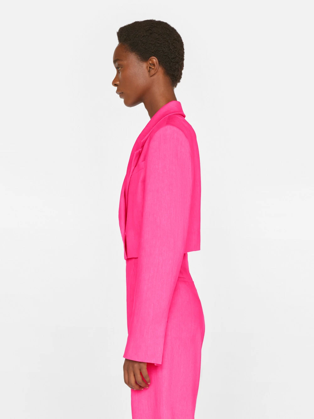 Cropped Strong Shoulder Blazer -- Flamingo 7 Cropped Strong Shoulder Blazer -- Flamingo - Image 5