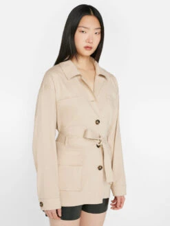 Cargo Jacket -- Sand -Elegant Wear Store LWOT0907 SAND FRSU23EC II WOMENS DAY 01 0373HR