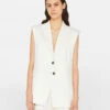 Oversized Vest -- Off White 1 Oversized Vest -- Off White -Elegant Wear Store LWOT0910 OFF WHITE FRSU23EC II WOMENS DAY 02 0117HR