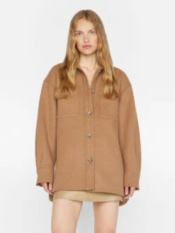 Oversized Trucker Shirt Jacket -- Light Camel -Elegant Wear Store LWOT0948 LIGHT CAMEL 0835