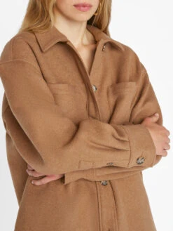 Oversized Trucker Shirt Jacket -- Light Camel -Elegant Wear Store LWOT0948 LIGHT CAMEL 0875