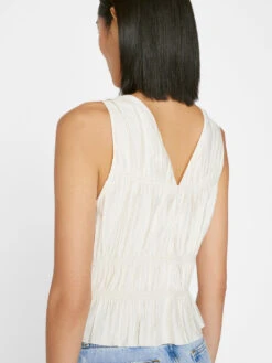 Cinched Crinkle Tank -- Off White -Elegant Wear Store LWSH2580 OFFWHITE FRSP23EC II WOMENS DAY 01 0032HR