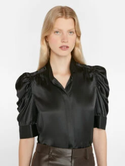 Gillian Top -- Glossy Noir -Elegant Wear Store LWSH2645 NOIR 0629