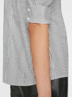 Ruched Puff Sleeve Shirt -- Noir Multi -Elegant Wear Store LWSH2765 NOIRMULTI FRSP23EC II WOMENS DAY 01 0006HR