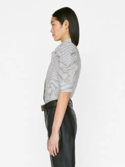 Ruched Puff Sleeve Shirt -- Noir Multi -Elegant Wear Store LWSH2765 NOIRMULTI FRSP23EC II WOMENS DAY 01 0022HR