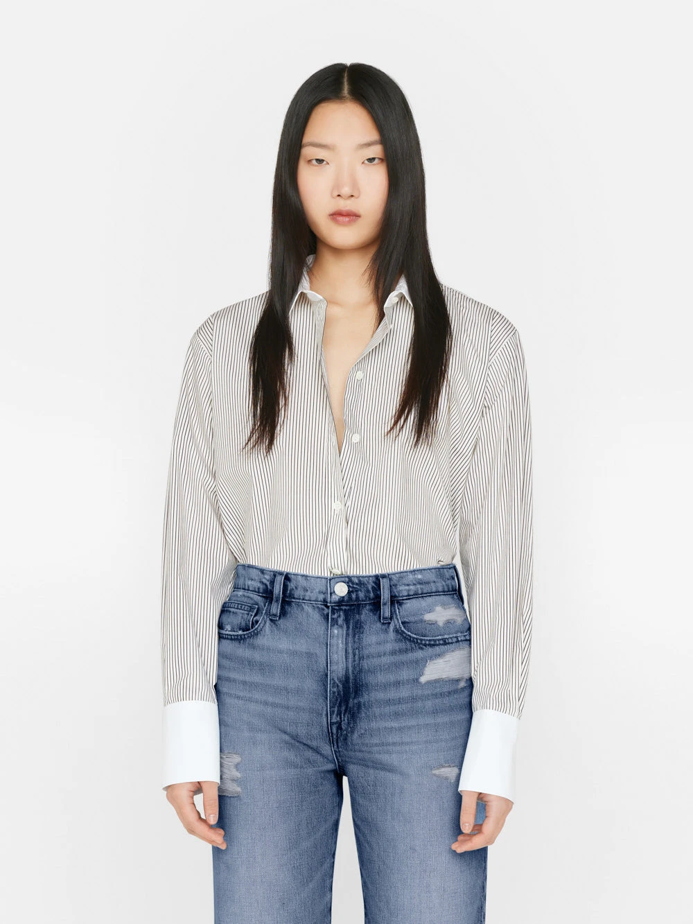 The Oversized Shirt -- Bone Multi 3 The Oversized Shirt -- Bone Multi