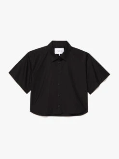 Cropped Short Sleeve Shirt -- Noir -Elegant Wear Store LWSH2789 NOIR