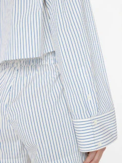 Cropped Wide Sleeve Shirt -- Cobalt Multi 13 Cropped Wide Sleeve Shirt -- Cobalt Multi -Elegant Wear Store LWSH2794 COBALT MULTI FRSU23EC WOMENS DAY 03 0445HR