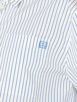 Cropped Wide Sleeve Shirt -- Cobalt Multi 18 Cropped Wide Sleeve Shirt -- Cobalt Multi -Elegant Wear Store LWSH2794 COBALT MULTI FRSU23EC WOMENS DAY 03 0451HR