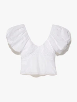 Puff Sleeve Top -- Blanc 17 Puff Sleeve Top -- Blanc -Elegant Wear Store LWSH2798 BLAN