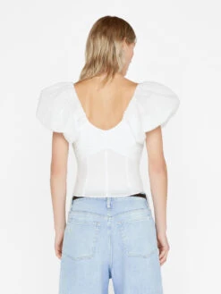 Puff Sleeve Top -- Blanc 16 Puff Sleeve Top -- Blanc -Elegant Wear Store LWSH2798 BLANC FRSU23EC WOMENS DAY 03 0664HR