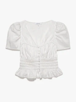 Corded Covered Shoulder Top -- Blanc -Elegant Wear Store LWSH2827 BLAN