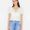 Corded Covered Shoulder Top -- Blanc -Elegant Wear Store LWSH2827 BLANC FRSU23EC II WOMENS DAY 02 0754HR