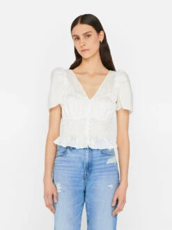 Corded Covered Shoulder Top -- Blanc