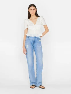 Corded Covered Shoulder Top -- Blanc -Elegant Wear Store LWSH2827 BLANC FRSU23EC II WOMENS DAY 02 0756HR