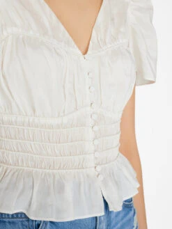 Corded Covered Shoulder Top -- Blanc -Elegant Wear Store LWSH2827 BLANC FRSU23EC II WOMENS DAY 02 0785HR