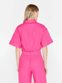 Cropped Twist Front Shirt -- Flamingo -Elegant Wear Store LWSH2828 FLAMINGO FRSU23EC WOMENS DAY 03 0901HR