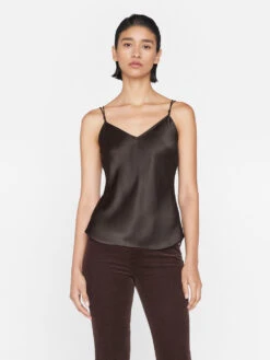 V-Neck Cami Top -- Espresso -Elegant Wear Store LWSH2832 ESPRESSO 0549