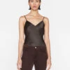V-Neck Cami Top -- Espresso -Elegant Wear Store LWSH2832 ESPRESSO 0585