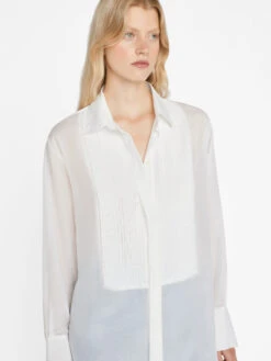 The Oversized Tuxedo Shirt -- Blanc 14 The Oversized Tuxedo Shirt -- Blanc -Elegant Wear Store LWSH2839 BLANC 0640