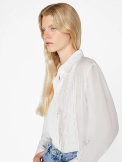 The Oversized Tuxedo Shirt -- Blanc 13 The Oversized Tuxedo Shirt -- Blanc -Elegant Wear Store LWSH2839 BLANC 0672