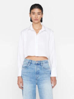 The Cropped Oversized Shirt -- Blanc