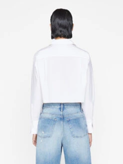 The Cropped Oversized Shirt -- Blanc -Elegant Wear Store LWSH2892 BLANC 0111