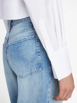 The Cropped Oversized Shirt -- Blanc -Elegant Wear Store LWSH2892 BLANC 0123