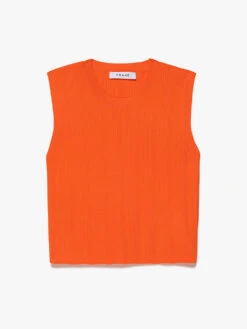 Mixed Rib Cutout Tank -- Bright Tangerine -Elegant Wear Store LWSW1746 BRTA