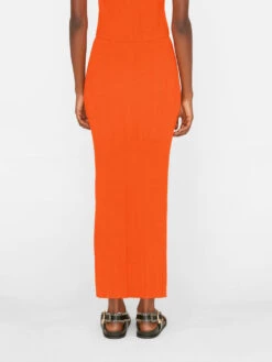 Mixed Rib Cutout Skirt -- Bright Tangerine -Elegant Wear Store LWSW1748 BRIGHT TANGERINE FRSU23EC WOMENS DAY 04 1626HR