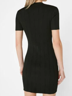 Mixed Rib Cutout Mini Dress -- Noir -Elegant Wear Store LWSW1750 NOIR FRSU23EC WOMENS DAY 03 0718HR