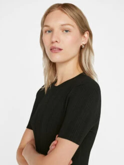 Mixed Rib Cutout Mini Dress -- Noir -Elegant Wear Store LWSW1750 NOIR FRSU23EC WOMENS DAY 03 0721HR