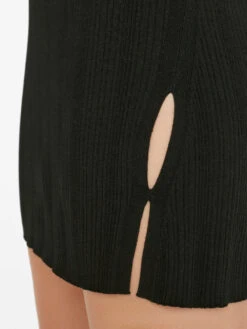 Mixed Rib Cutout Mini Dress -- Noir -Elegant Wear Store LWSW1750 NOIR FRSU23EC WOMENS DAY 03 0724HR