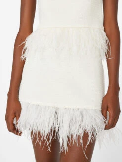 Crochet Feather Mini Skirt -- Off White -Elegant Wear Store LWSW1752 OFF WHITE FRSU23EC WOMENS DAY 04 1033HR