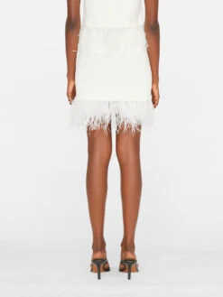 Crochet Feather Mini Skirt -- Off White -Elegant Wear Store LWSW1752 OFF WHITE FRSU23EC WOMENS DAY 04 1051HR