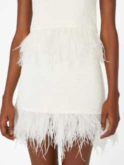 Crochet Feather Mini Skirt -- Off White -Elegant Wear Store LWSW1753 OFF WHITE FRSU23EC WOMENS DAY 04 1032HR