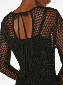 Beaded Crochet Dress -- Noir -Elegant Wear Store LWSW1755 NOIR FRSU23EC WOMENS DAY 04 1011HR