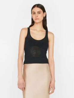 Corset Detail Crochet Tank -- Noir
