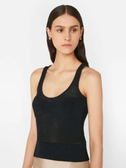 Corset Detail Crochet Tank -- Noir -Elegant Wear Store LWSW1759 NOIR FRSU23EC II WOMENS DAY 02 0421HR