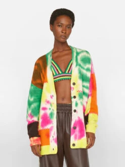 Tie Dye Cardigan -- Flash Lime Multi