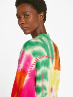 Tie Dye Cardigan -- Flash Lime Multi -Elegant Wear Store LWSW1774 FLASH LIME MULTI FRSU23EC WOMENS DAY 04 1825HR